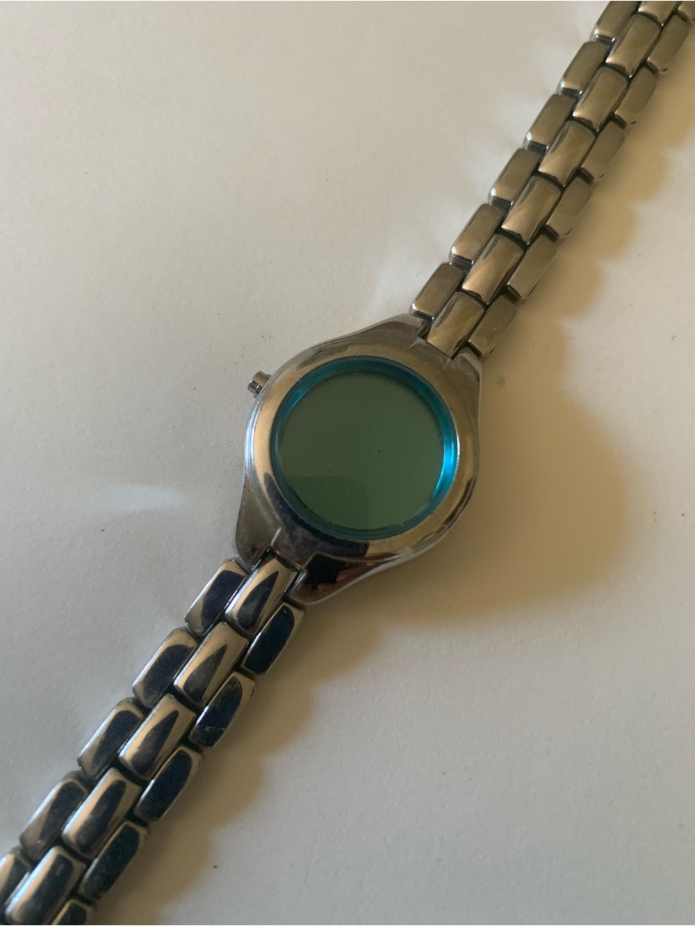Silver Stainless Steel Watch with Teal Dial - Brand Unspecified